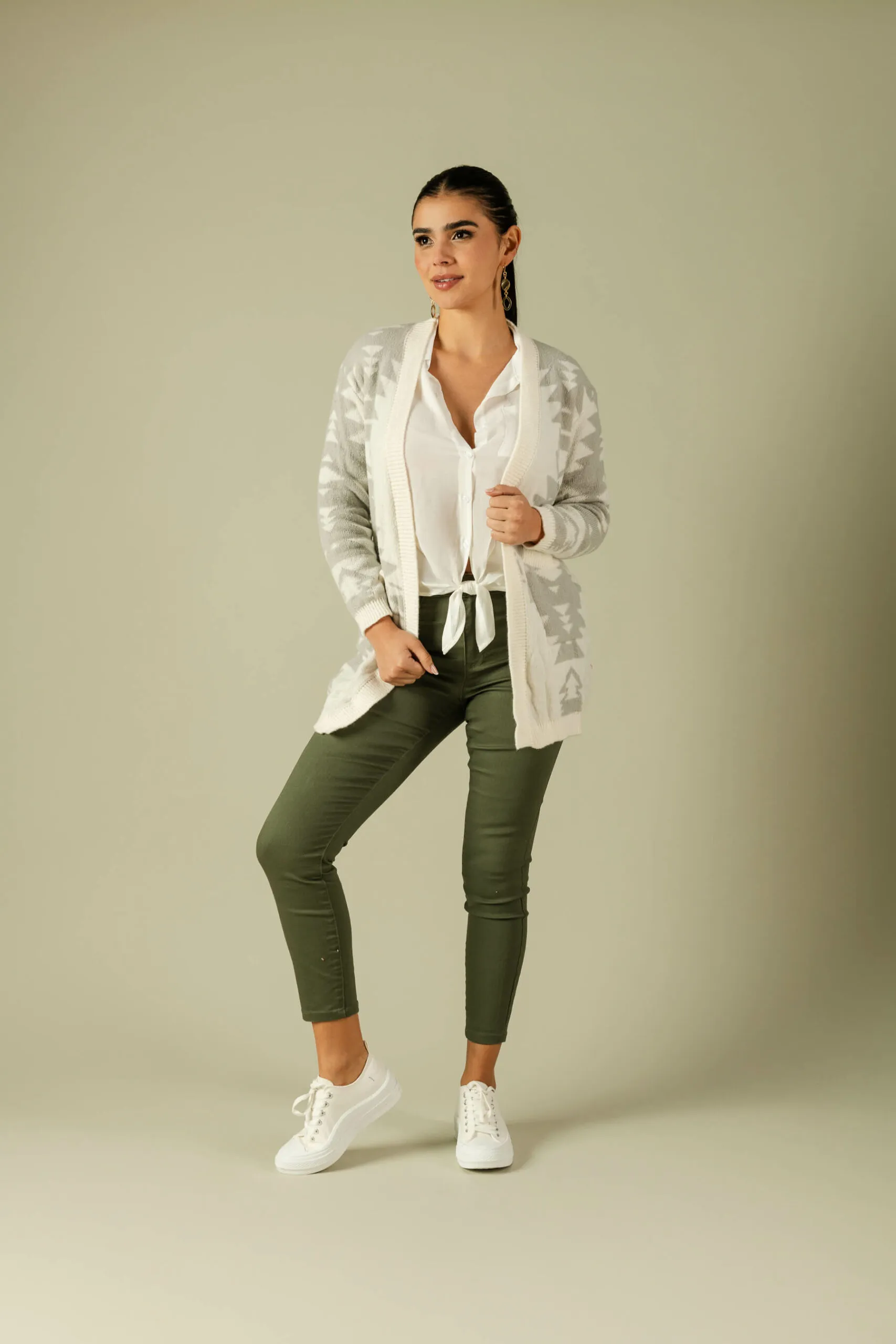 Cardigan con estampado invernal