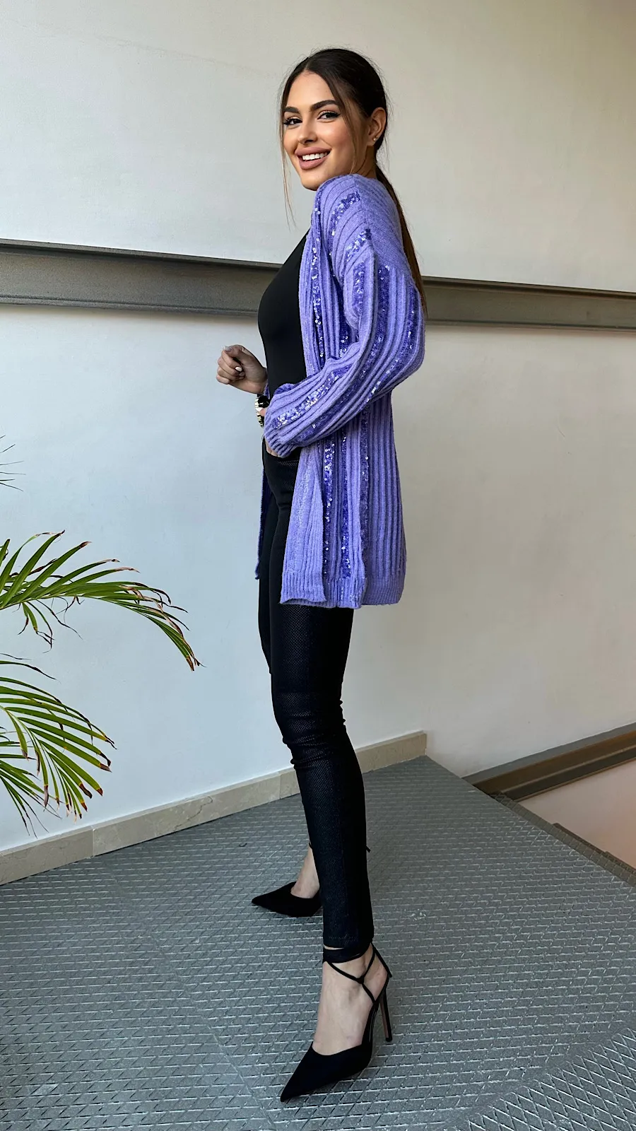 Cardigan Paillette Purple