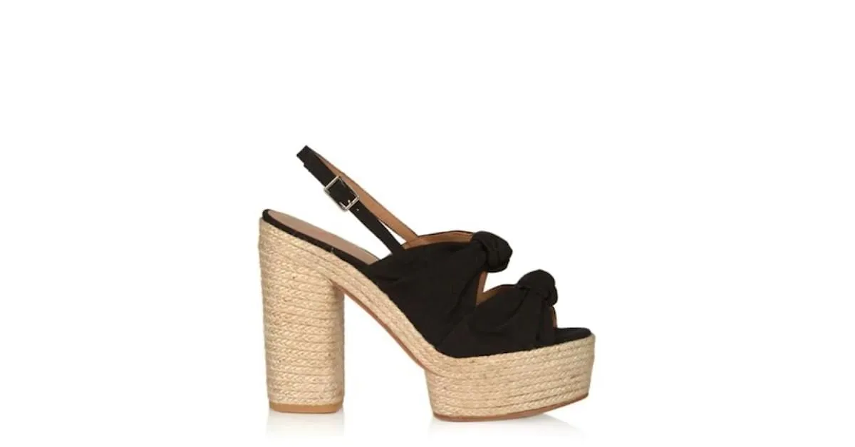 Castaner Abbey sandalias con plataforma de lona anudada Negro Crudo 