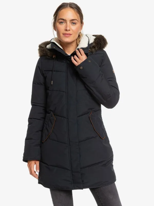 Chaqueta ROXY acolchada larga impermeable con capucha para Mujer ELLIE (kvj0) Ref. ERJJK03289 negra