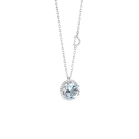 Collar de oro blanco con aguamarina y diamantes