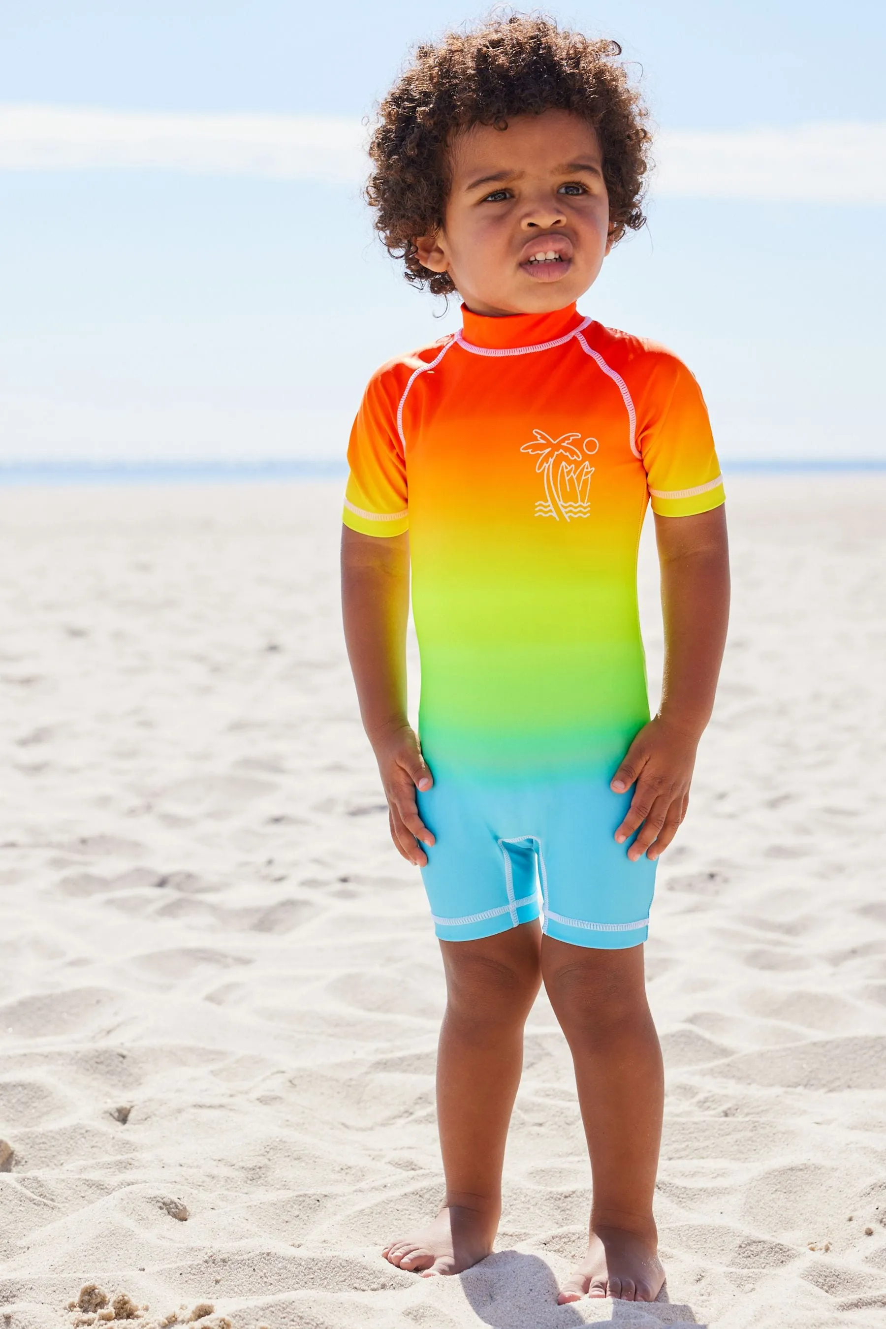 Diseño desteñido en tonos arcoíris - Bañador tipo mono para protección contra el sol (3meses7años)