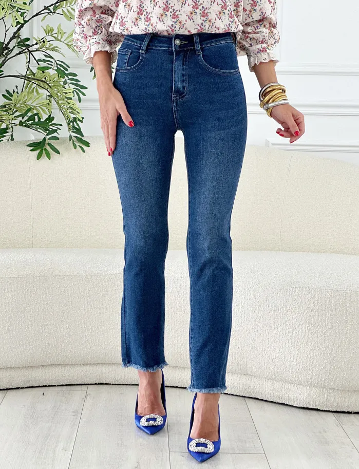 Jeans recto desflecado