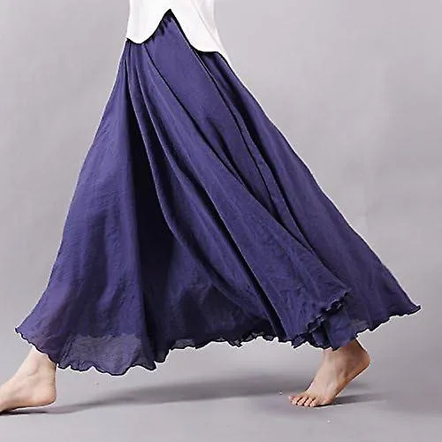 Linen Maxi Skirt, Women's Bohemian Style Elastic Waist Band Cotton Linen Long Maxi Skirt Dress Gift for family/friend free d
