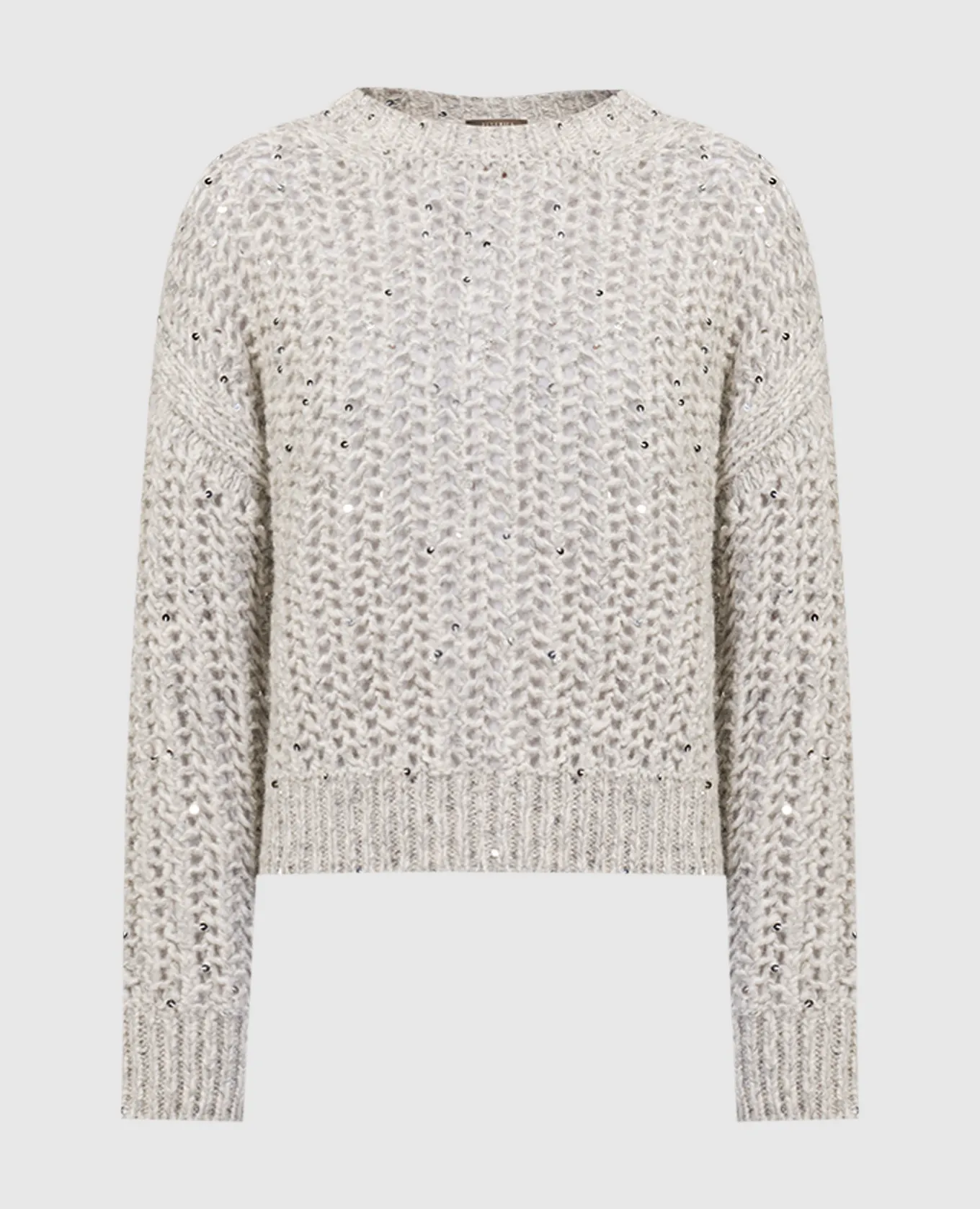 Peserico Gray openwork sweater with sequins
