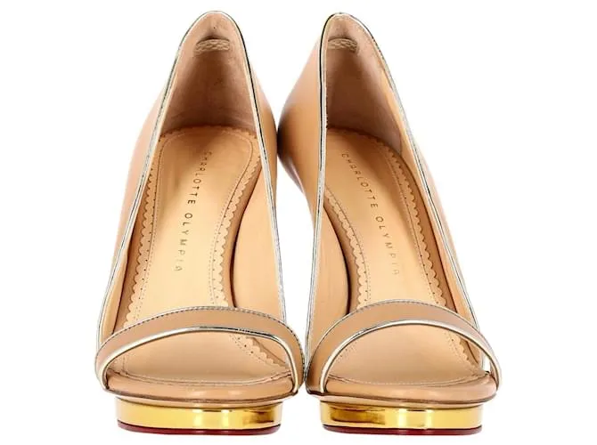 Sandalias con plataforma de cuero Christine de Charlotte Olympia en cuero beige Castaño 