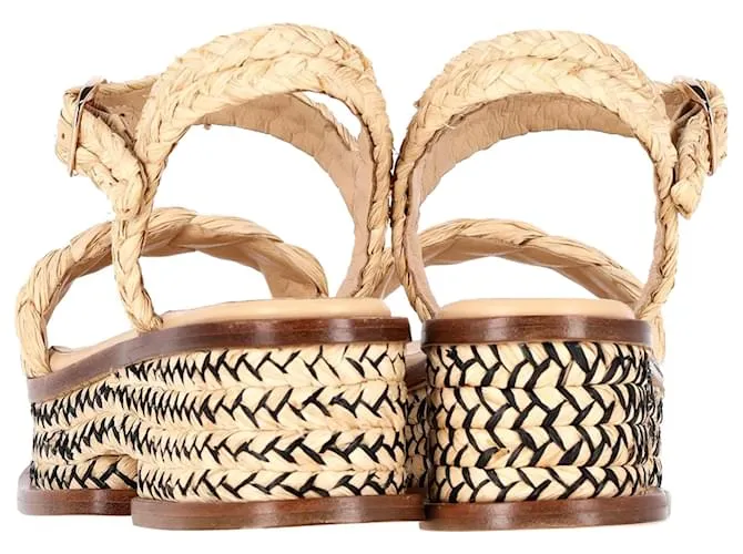 Sandalias de plataforma Michael Clergerie Gabriela Hearst en rafia beige 