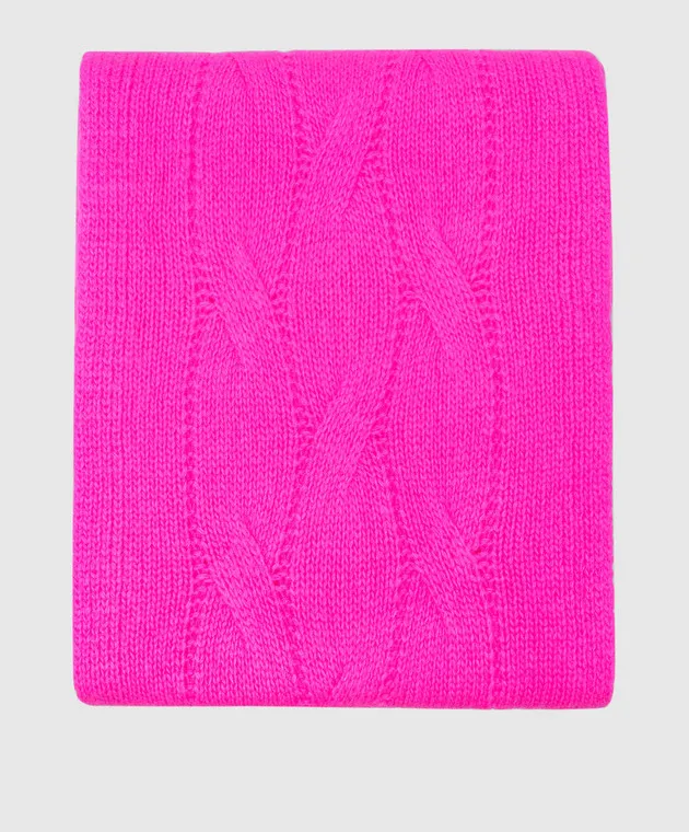 Solotre Pink patterned wool and cashmere scarf