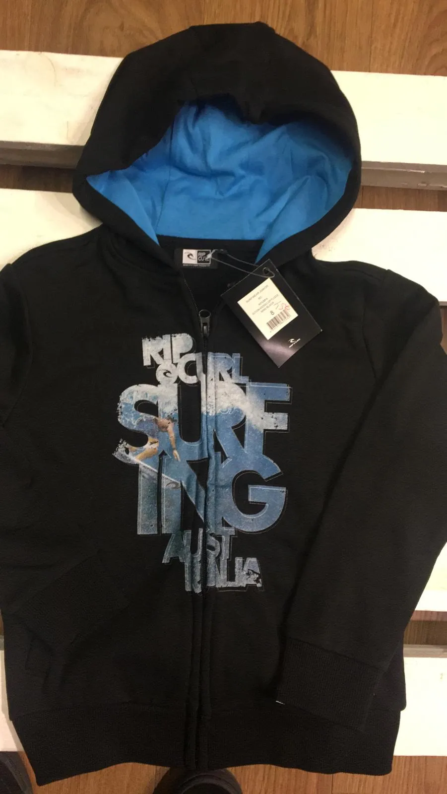 Sudadera niño Rip Curl con capucha para Chicos  Ref. KFEBP4 ACTION HOODED ZIP FLEECE Negra Turquesa Surf