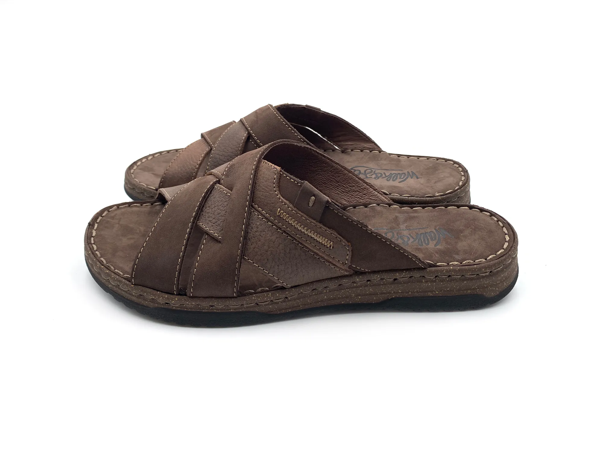 Walk&fly 963 40110 Sandalia Zueco Piel T. Moro Marrón Hombre